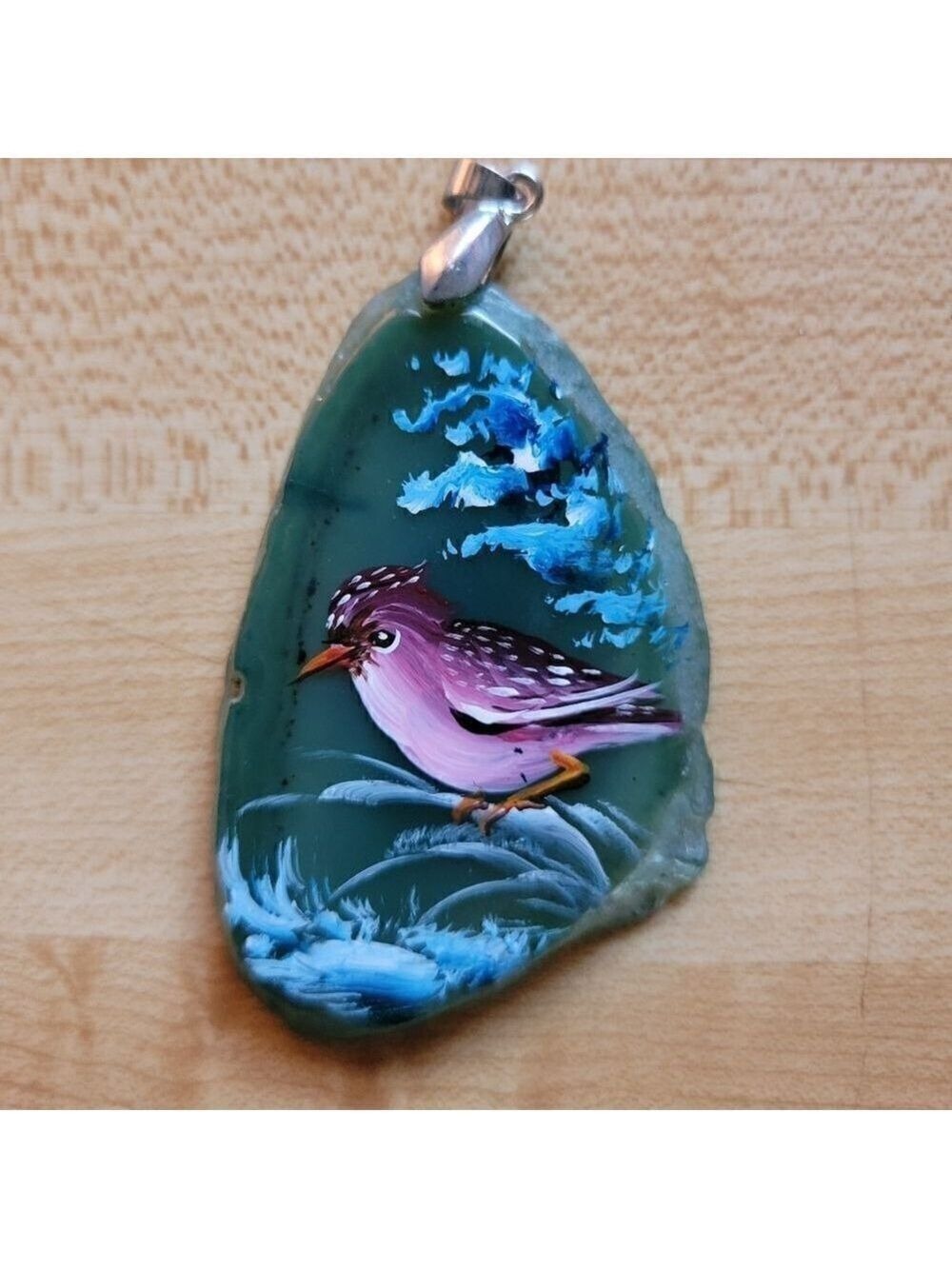 Green Agate Pendant Bird